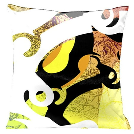 Lama Kasso 1497 Modern Loft Look Citrus Colors with White and Black Accents 18 in. Square Satin Pillow