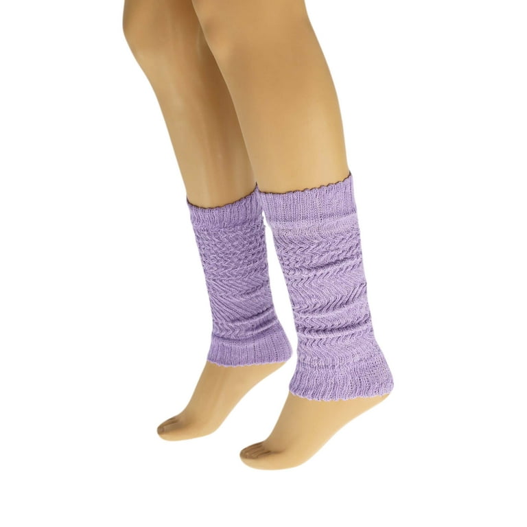 Cotton Leg Warmers for Women Lilac 1 Pair Knitted Retro 
