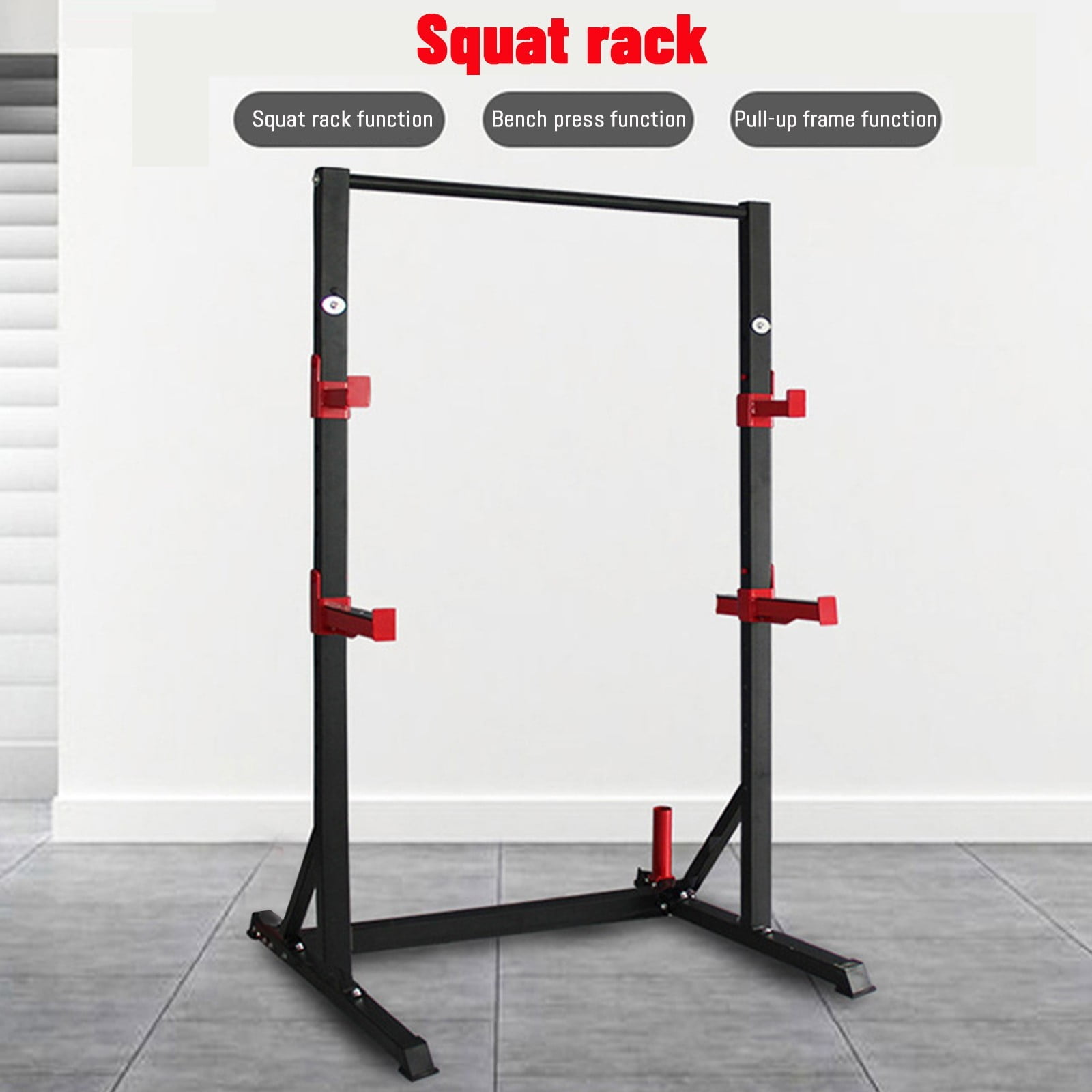 Pull Up Bar Squat Rack Bench,Support 150Kg Max Load Half Frame Squat Rack Multifunctional Professional Bench Press Combination Fitness Equipment 
