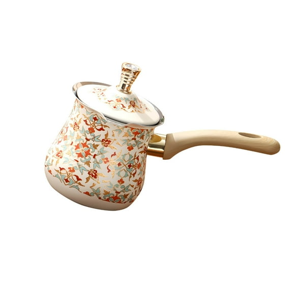 Zeiwohndc Steel Turkish Coffee Pot with Wooden Grip Ideal for Home Office Use