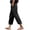 Black, variant on Capri Pants for Women Spring Summer Elastic Waist Relaxed Fit Straight Leg Linen Cropped Pants with Pockets