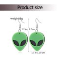 thumbnail image 5 of Pendientes creativos y novedosos con diseño de extraterrestre exagerado, acrílico, personalizados (verde), 5 of 5