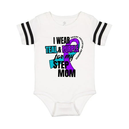 

Inktastic Suicide Prevention I Wear Teal and Purple for My Step Mom Gift Baby Boy or Baby Girl Bodysuit