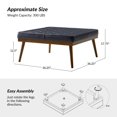 thumbnail image 7 of 37" Wide Genuine Leather Coffee Table Modern Square Ottoman Wooden Legs Home Living Room Navy, 7 of 7