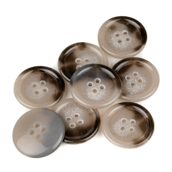 Mibo 6pcs Urea Coat Buttons with Rim - 4 Hole - 40L(25mm) - Brown Light Taupe Blend