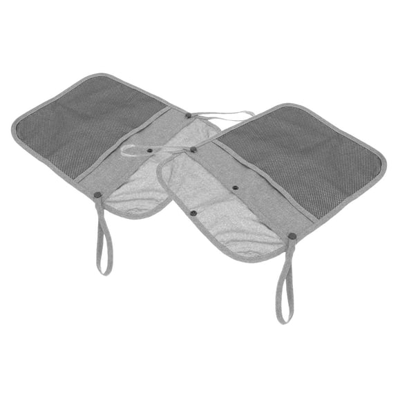 Tineasur Set of 2 Grey Linen Stroller Mesh Bags for Outdoor Shopping, Storage, and Travel Convenience