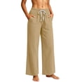 thumbnail image 5 of KIHOUT Womens Wide Leg Pants High Waisted Solid Color Casual Loose Fit Drawstring Elastic Waistband Trousers with Pockets Long Pants, 5 of 6