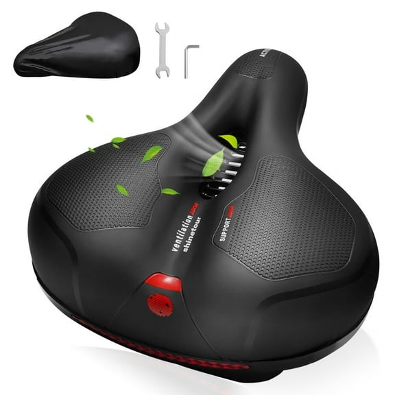 Bike Seat Cushion Comfort for Men Women,Wide Bicycle Saddle Replacement with Dual Shock Absorbing Ball Memory Foam Padded for Peloton Bike & Bike /Stationary/Exercise/Indoor/Mountain/Road