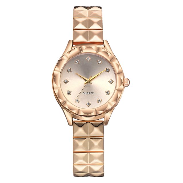 Reloj de pulsera para mujer con correa de aleación causal de moda Reloj con decoración de diamantes de imitación (esfera dorada)