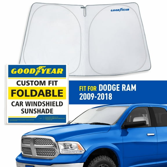 Goodyear Foldable Windshield SunShade for Dodge Ram 1500 2009-2018, Truck car accessories, Sunshade Cover, Sun Shade Car Windshield, Window Sun Blocker - GY008243