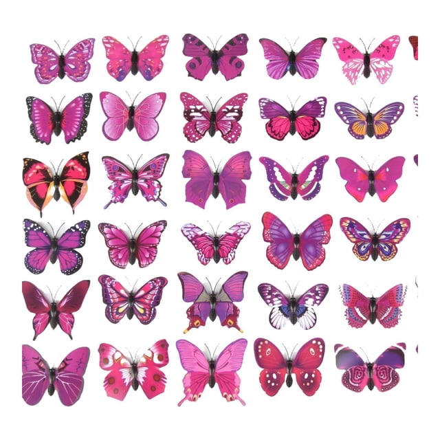 200 piezas de mariposas voladoras 3D para decoración de pared, calcomanías de mariposas para pared, pegatinas de mariposas Violeta