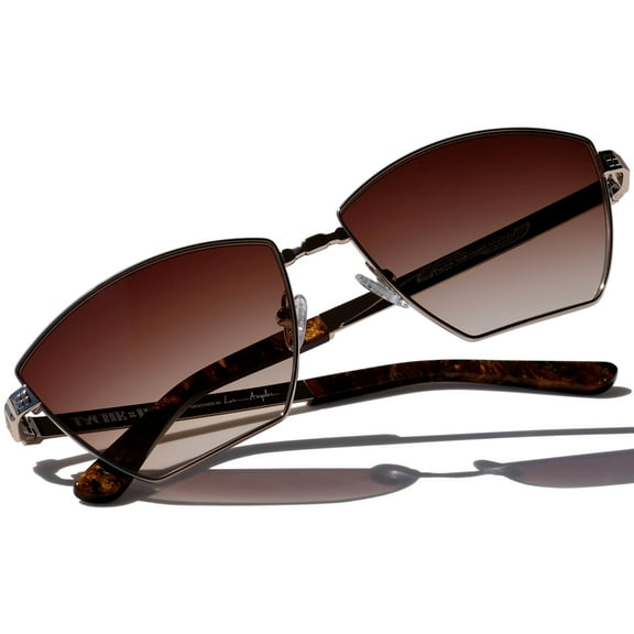 Trendy Luxury Fashion Eyewear Made in Japan, Unisex Gold Titanium Sunglasses, Metal Glasses