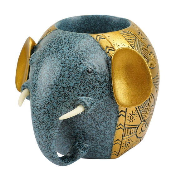 Z-COLOR Porte-Crayon en Bois Sculpté Éléphant pour Bureau École Vase à Crayon Créatif à la Mode