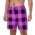 thumbnail image 1 of Fotbe Purple Black Buffalo Plaid Traje de Baño para Hombre – Shorts de Natación de Secado Rápido con Forro y Bolsillos-X-Large, 1 of 6