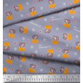 thumbnail image 3 of Soimoi Grey Modal Satin Fabric Cheese Slice & Rats Kids Print Sewing Fabric Yard 42 Inch Wide, 3 of 3