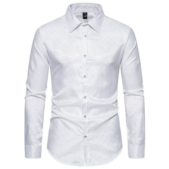 adviicd Shirts for Men Long Sleeve Slim Fit Mens Dress Shirts Long Sleeve Dress Shirts for Men Stain Button Down Shirt Men (White,L)