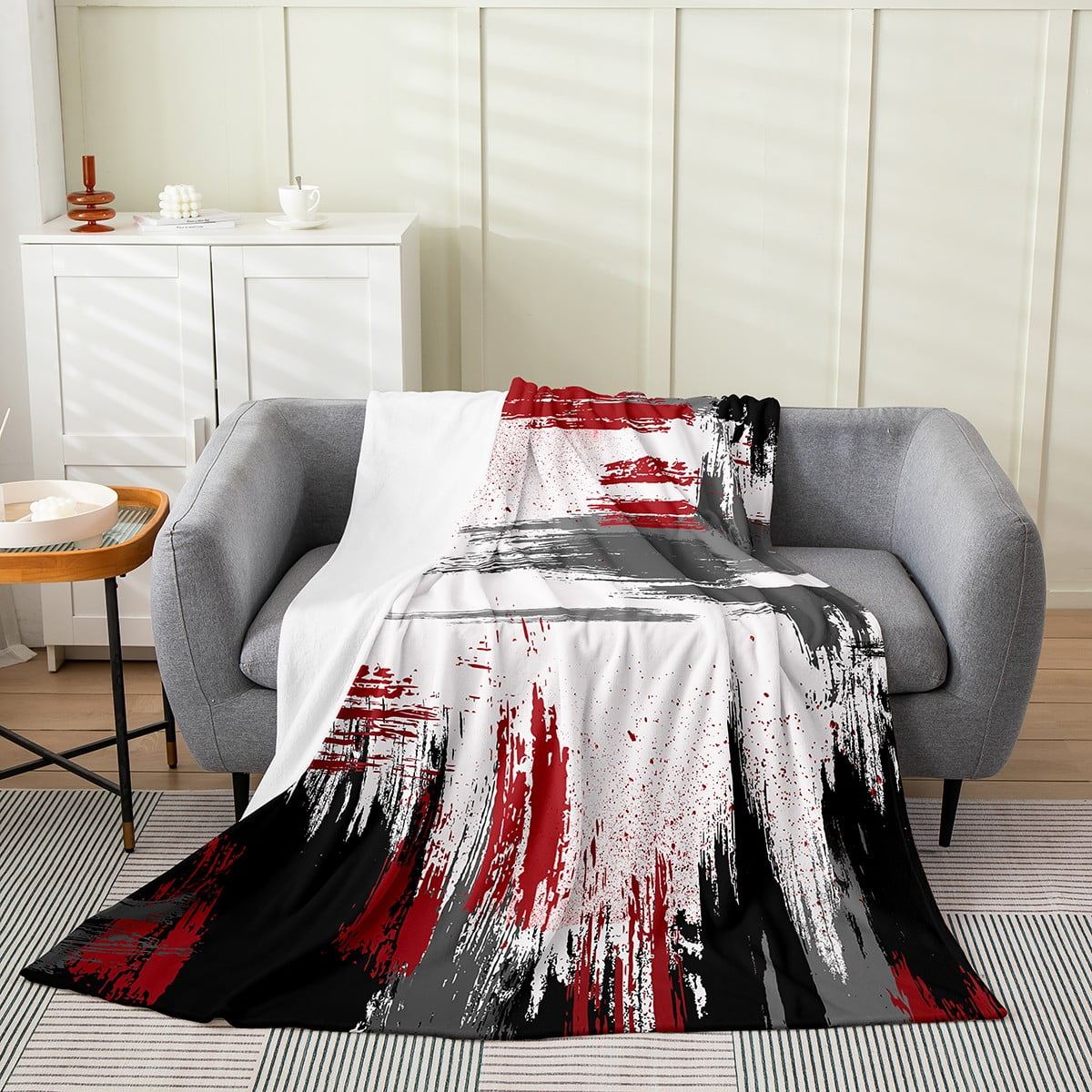 YST Tie Dye Throw Blanket Red Black Lines Fleece Blanket Gradient Tripes Pattern Blanket Aesthetic Abstract Theme Fuzzy Blanket For Home Room Decor Warm All Season Queen 90x90 Walmart