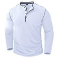 thumbnail image 4 of Baqcunre Mens T Shirt Men'S Fashion Spring And Autumn Casual Long Sleeve Button Solid Color Long Sleeve T Shirt Top Sweatshirt Tops For Men White L, 4 of 6