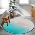 thumbnail image 4 of Summer Beaches Round Area Rugs 3 ft, Artistic Oceans Casual Sea Wave Coastal Landscape Washable Small Area Rug with Non-Slip Sturdy Edge Binding Round Front Door Mat Floor Carpet for Entryway, 4 of 9