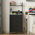 thumbnail image 7 of Eunos Tall Nightstand with Charging Station, Black Dresser with 4 Drawers and Storage Shelves for Bedroom, 7 of 7