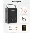 thumbnail image 3 of CAMPLUX 1.32 GPM 34,000 BTU Outdoor Portable Propane Tankless Water Heater with Handle, Gas Regulator, Garden Hose, 3 of 7