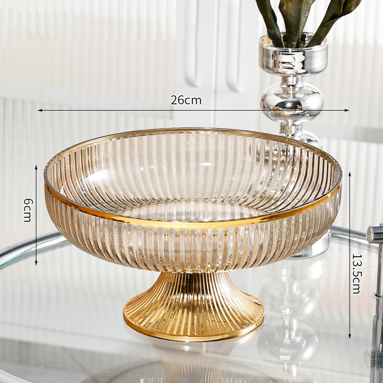 Pedestal Fruit Bowl Plastic Footed Gold/Cognac Decorative Best 12 Inch