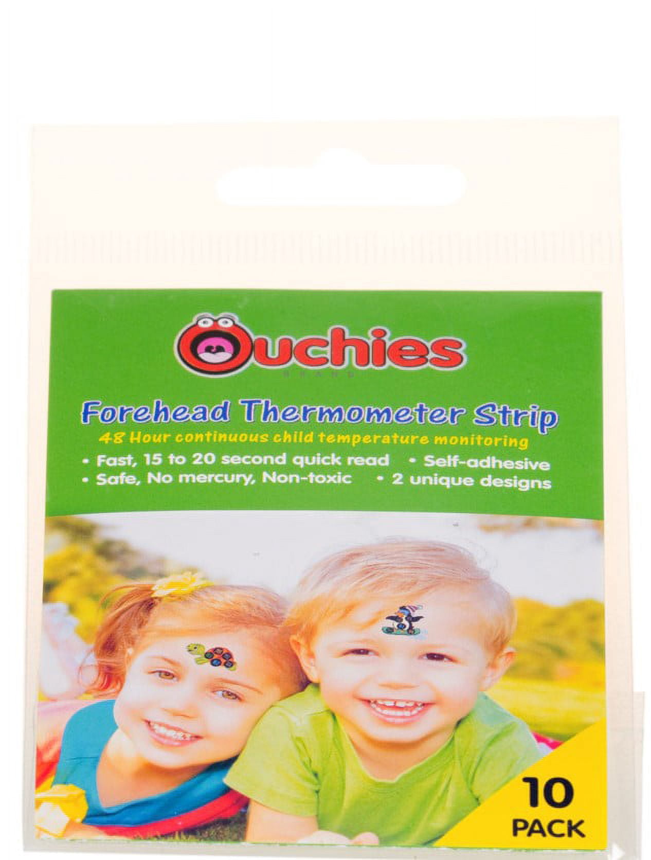 Ouchies Sea Friendz Triple Pack First Aid Hot Cold Ice Pack 25 ct Assorted Bandages and Forehead Thermometer Strips for Kids