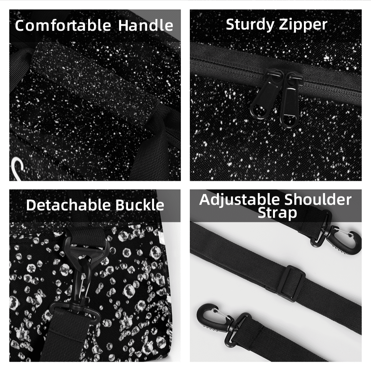 Jiaoprinted Personalized Cheer Bag, Custom Cheerleader Gym Bag Sport Duffel Bag, Customize Travel Overnight Weekender Bags, Cheerleading Gifts, Black Glitter