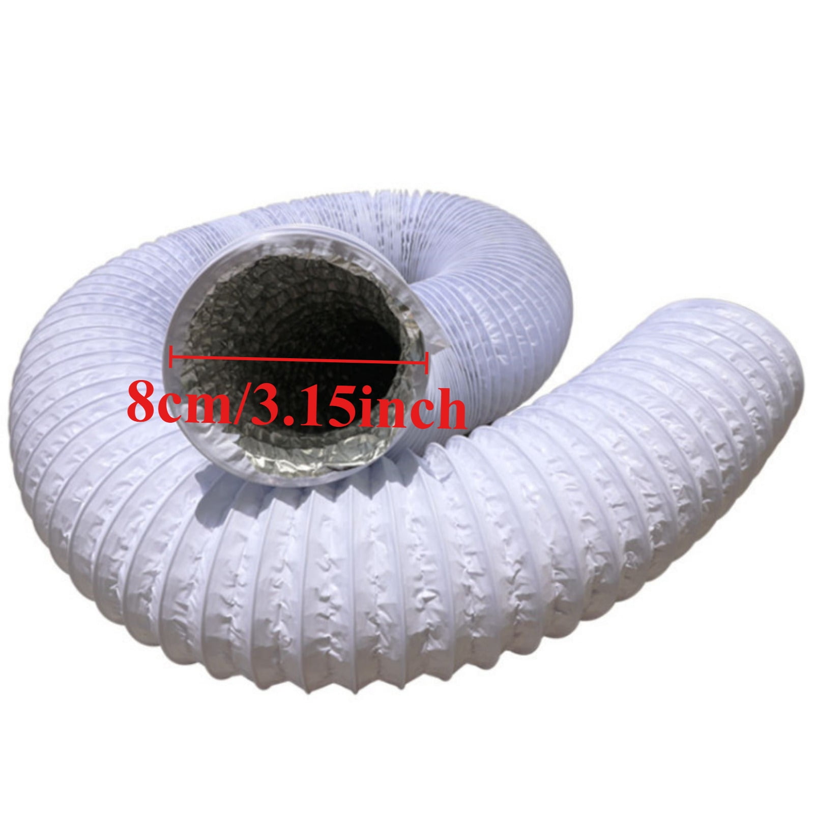 Portable Air Conditioner Exhaust Hose 600CM Flexible Aluminum Dryer Vent Ducting HVAC Ventilation White