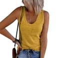 thumbnail image 5 of up to 60% off Gifts Usmixi Womens Tank Tops Plus Size Casual Soft Knitted Ribbed Tank Vest Tees Tops Summer Trendy Solid Scoop Neck Sleeveless Shirts Blouse Yellow m, 5 of 7