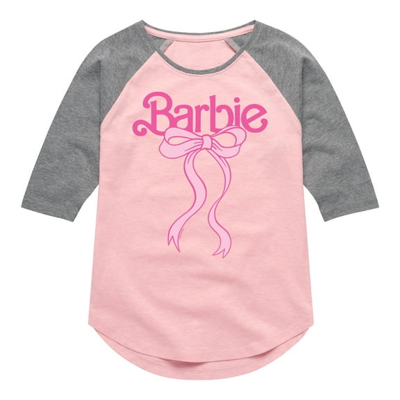 Barbie - Barbie Logo Bow - Youth Girls Shirt Tail Raglan T-Shirt