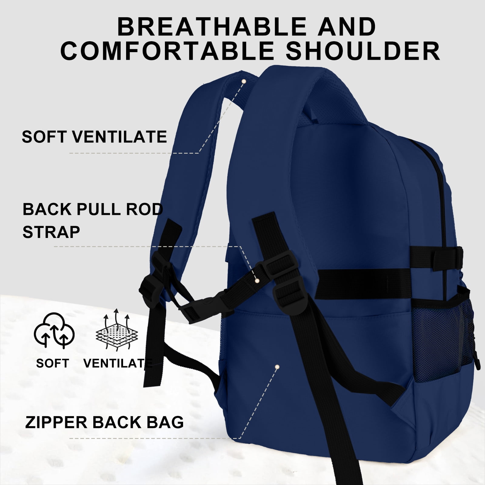 DAKIMOE School Backpack High School Bookbag Durable Large Capacity Lightweight Daypack for College Students Travel Daypack, Blue