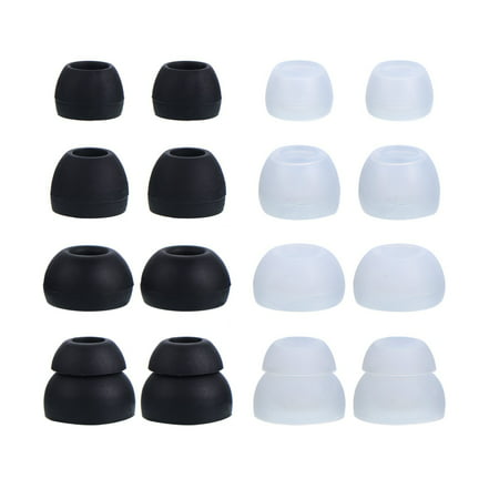 eBoot Replacement Earbuds Silicone Eartips Earpads for Skullcandy Earphones_ Black and Clear_ 8