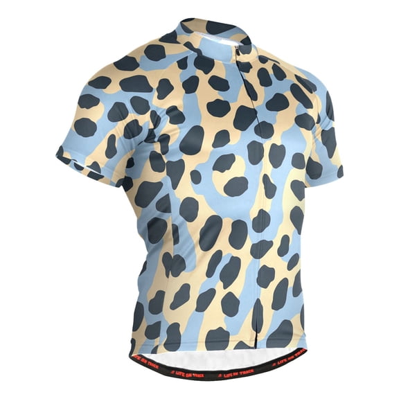 joogoo Leopard Blue-h1 Pattern Men's Cycling Jerseys Mountain Bike Short Sleeve Tops L