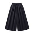 thumbnail image 4 of WIZUTIZ Women's Ice Silk Wide Leg Cropped Pants High Waist Elastic Band Lightweight Breathable Summer Trousers Solid Color Flowy Chic Soft, 4 of 5