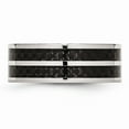 thumbnail image 3 of Stainless Steel 8mm Double Row Black Carbon Fiber Inlay Polished Band Size: 7; for Adults and Teens; for Women and Men, 3 of 6