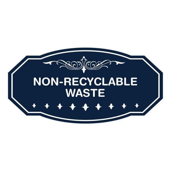 Signs ByLITA Victorian Non-Recyclable Waste Sign (Navy Blue / White) - Large
