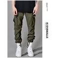 thumbnail image 4 of Men's cargo pants with many pockets, loose bags, casual men's overalls and drawstring work pants, 4 of 5