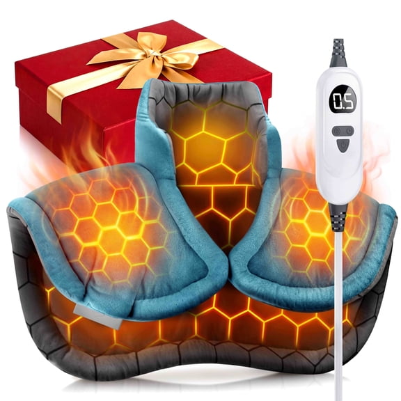 LENMEN Graphene-Infused Weighted Heating Pad & Shawl for Back and Neck, 6 Heat Settings, Auto-off Timer, Washable