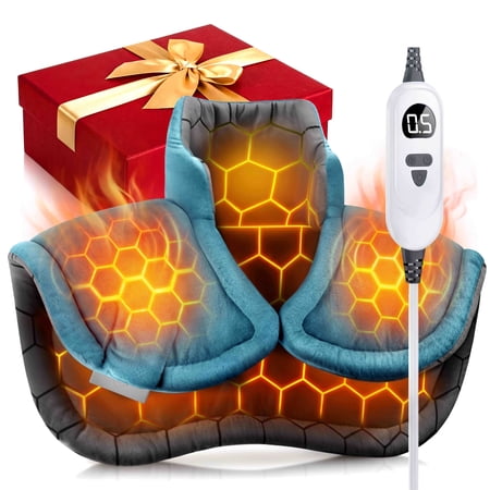 LENMEN Graphene-Infused Weighted Heating Pad & Shawl for Back and Neck, 6 Heat Settings, Auto-off Timer, Washable