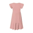 thumbnail image 5 of felwors Girls Summer Short Sleeve Dress A Line Swing Basic Skater Twirl Party Dresses 5-14 Years (9-10 Years, Light Pink), 5 of 5