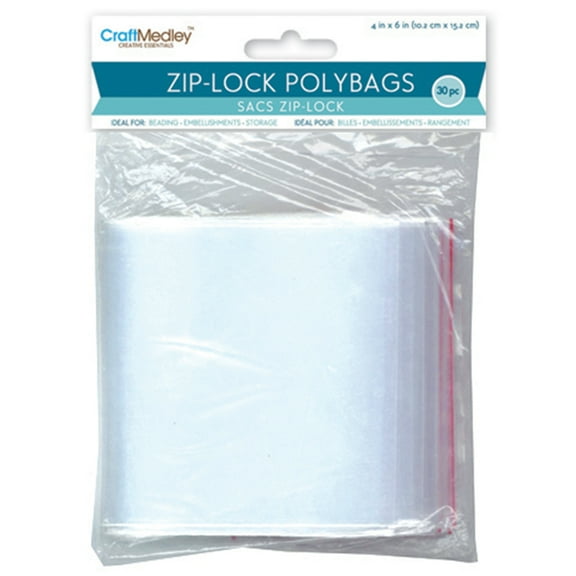 Multicraft Imports Ziplock Polybags 30/Pkg-4"X6" Clear