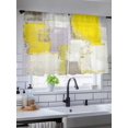 thumbnail image 5 of Sheer Curtains 45 Inch Length 2 Panels Set for Kitchen, Yellow Semi Sheer Curtains for Windows, Modern Geometric Grey Oil Painting Abstract Voile Window Treatments Rod Pocket Curtain, 5 of 7