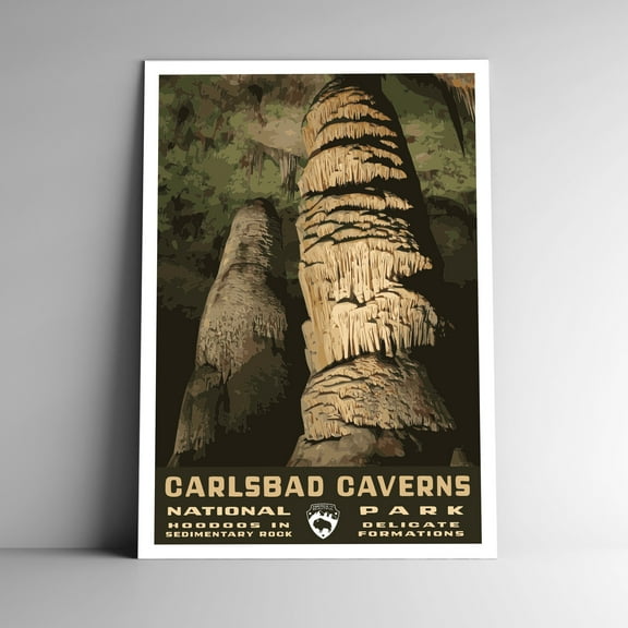 Carlsbad Caverns National Park Vintage Travel Poster / Postcard WPA Style Retro