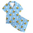 thumbnail image 4 of Kids V Neck Printed Short Pajama Set Boys Girls Sleepwear Spring Summer Loungewear Clothes, 4 of 4