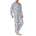 thumbnail image 2 of Naloa Rose Flowers Men’s Pajamas Set - Long Sleeve Button Down Sleep Shirt and Pajama Bottoms Sleepwear Set-X-Large, 2 of 7