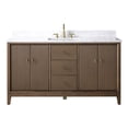 thumbnail image 3 of Vanity Art 60" Bathroom Vanity with Sink and Engineered Marble Top, Freestanding Storage Cabinet with 2 Drawers, 2 Shelves and 1 Flip Down Tray, 3 of 6