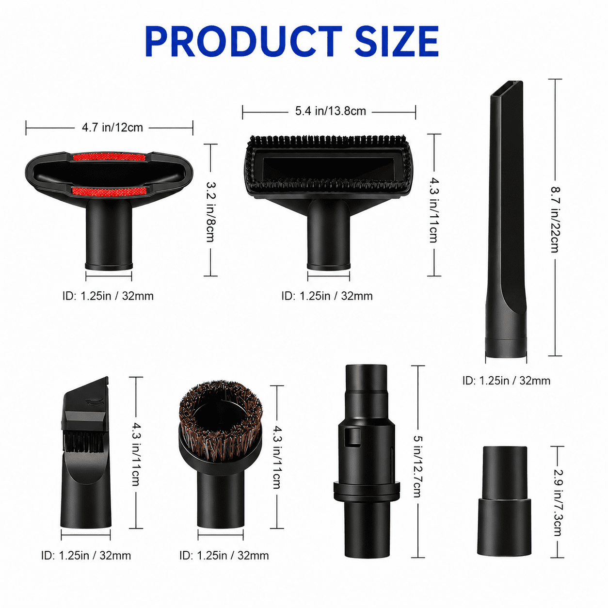 Vacuum Attachments Compatible with Shark Navigator Lift-Away NV360 NV352 NV356E, NV501 & Rocket HV301 HV322 Vacuum, 1 1/4" Accessories Kit with Adapter for Home, Car Interior Cleaning