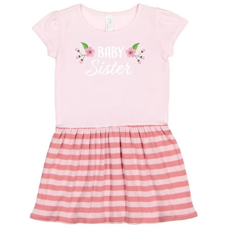 

Inktastic Baby Sister with Pink Flowers Gift Toddler Girl Dress