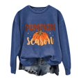 thumbnail image 4 of Xijirk Crewneck Pullover Sweatshirt Long Sleeve Oversized Fit Retro Pumpkin Season Letter Pumpkin Graphic Print for Fall Halloween and Daily Casual Wear,Blue,S, 4 of 4